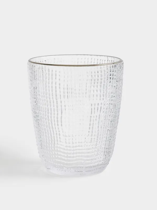 Glass, 10 cm, 320 ml, glass P, with silver edging, Grain silver, image-0