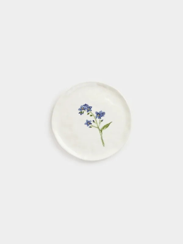 Snack plate, 19 cm, ceramic, white, Myosotis, Crumple print, image-0