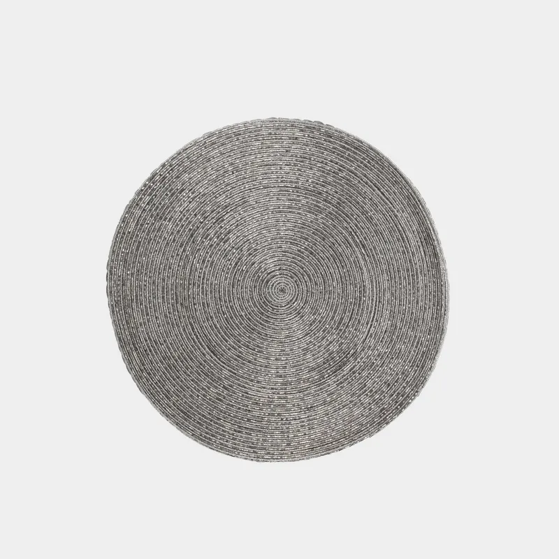 Napkin for appliances, 36 cm, beads, round, silver-gray, Rotation beads