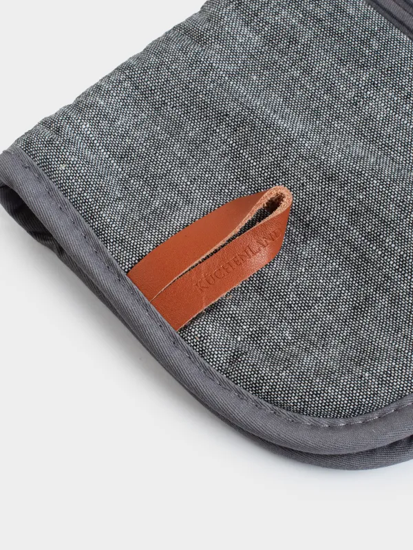 Potholder-mitt, 34x18 cm, cotton / silicone, graphite, Bakery striped, image-3