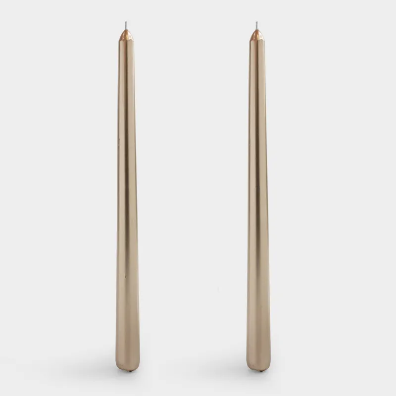 Candle, 30 cm, 2 pcs, thin, golden, Vivid candle