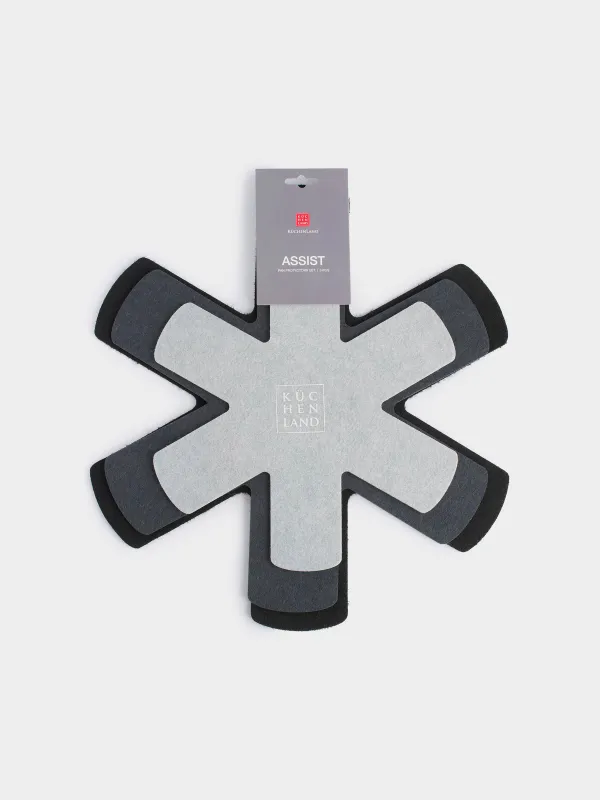 Set of protectors for frying pans, 3 pcs, 38/34/27 cm, felt, gray, Assist, image-7