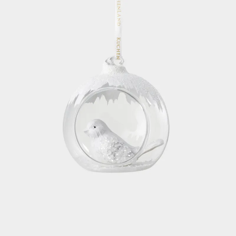 Christmas tree toy, 8 cm, glass / polyresin, Bird, Ball shape