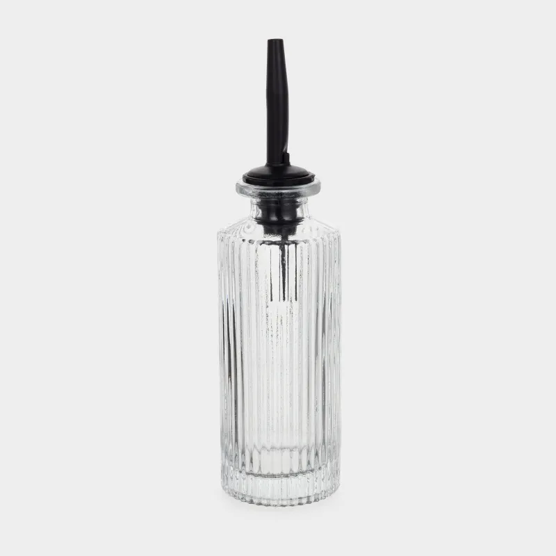 Oil or vinegar bottle, 160 ml, with dispenser, glass R / metal, Ribby