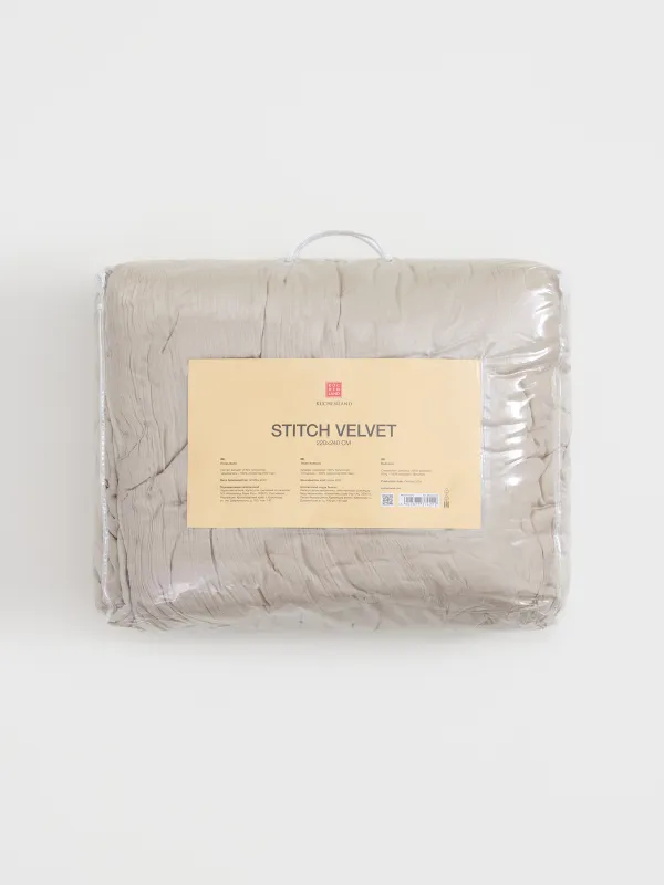 Bedspread, 220x240 cm, velvet, sand, Stitch velvet, image-6