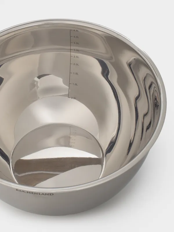 Bowl, 3/4, 5 l, 2 pcs, with lid, anti-slip bottom, steel / plastic, beige, Terra new, image-6