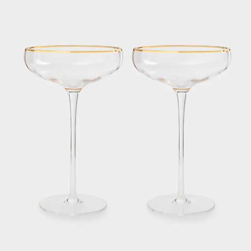 Drinking glass, 220 ml, 2 pcs, glass R, with golden edging, Filo R gold
