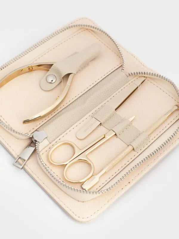 Manicure set, 4 items, in a case, steel / polyurethane, golden, Manicure gold, image-2