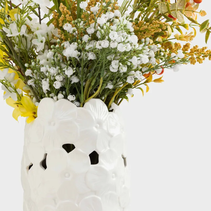 Flower vase, 29 cm, porcelain P, white, Flowers, Flora, image-4