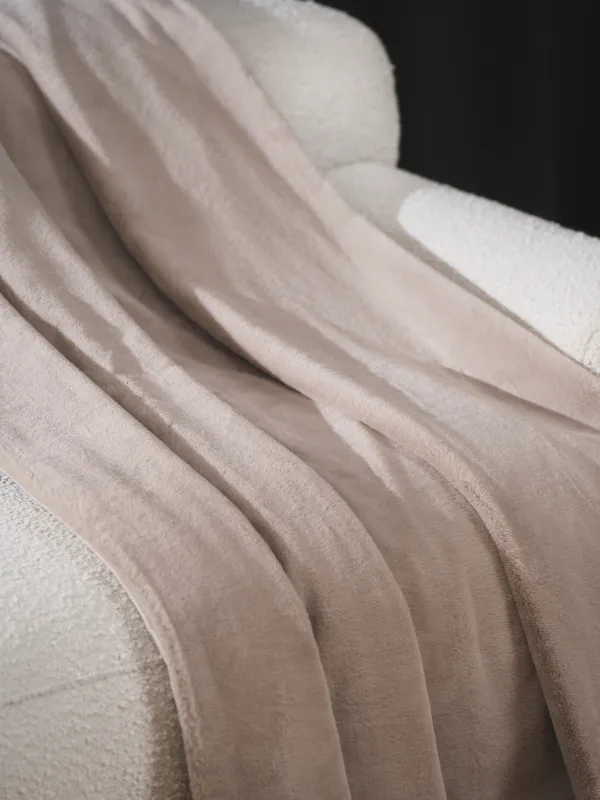 Blanket, 130x170 cm, double-sided, faux fur/flannel, sand, Flannel, image-1