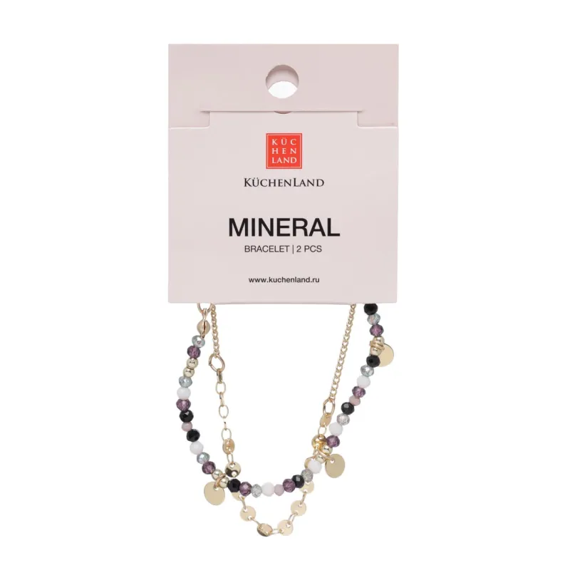 Bracelet, 6 cm, 2 pieces, metal / plastic, gold, Colored stones, Mineral, image-4