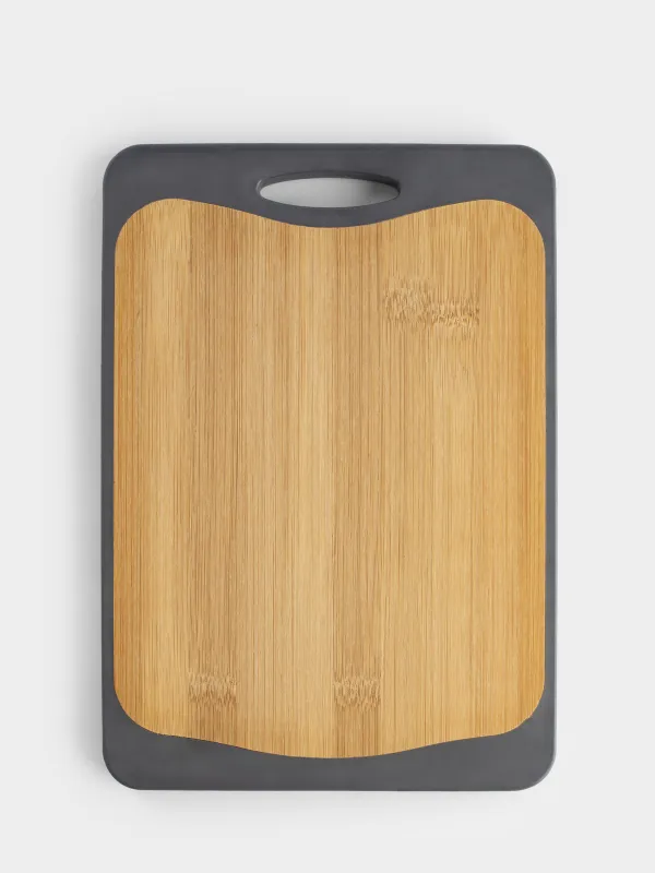 Chopping board, 28,5х20 cm, 2-sided, Bamboo/Plastic, black, Marble Bamboo, image-1