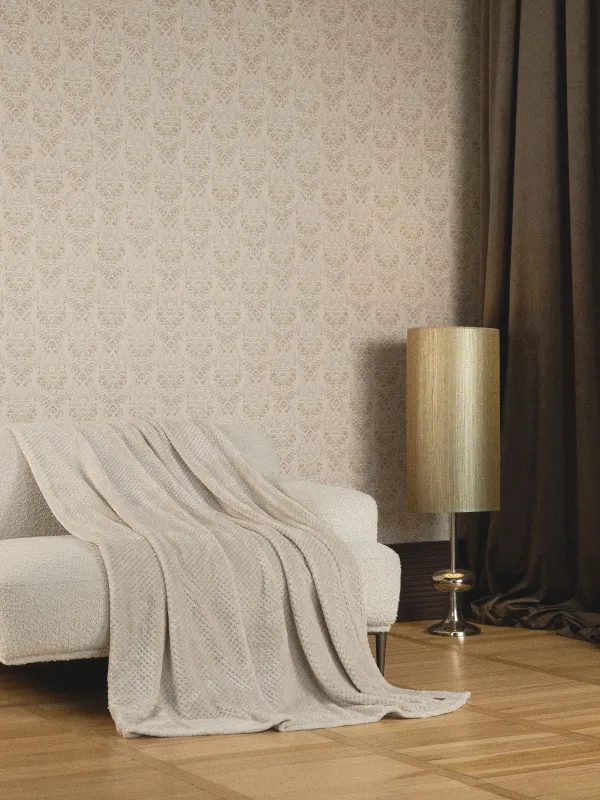 Plaid, 140x190 cm, flannel, beige, Grid, Flannel, image-4