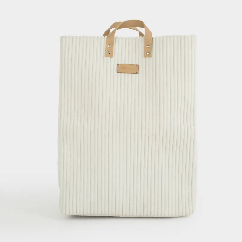 Laundry storage bag, 37x22x50 cm, with handles, polyester, rectangular, beige, Moire, image-1