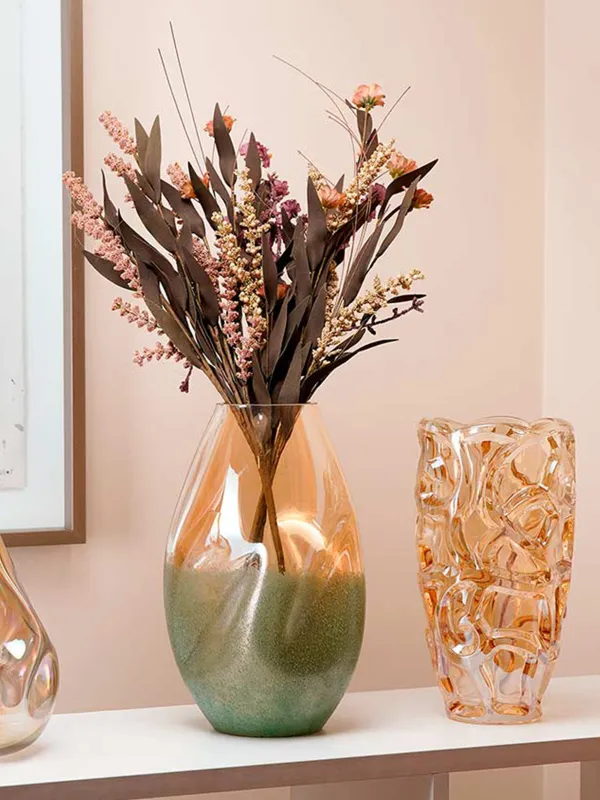 Flower vase, 29 cm, glass R, amber, Patterns, Gala, image-5