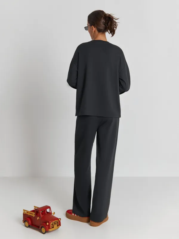 Women's sweatshirt, homewear, size S, polyester / cotton, black, Courtney, image-4