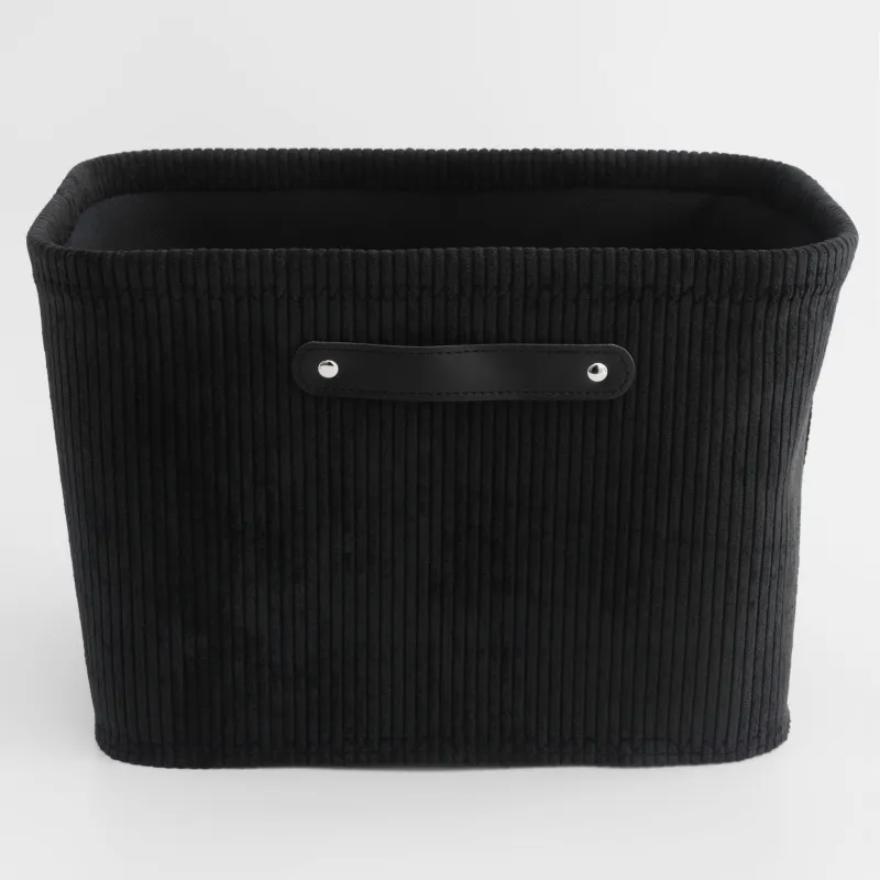Laundry basket, 38x26x25 cm, with handles, polyester, rectangular, black, Black style