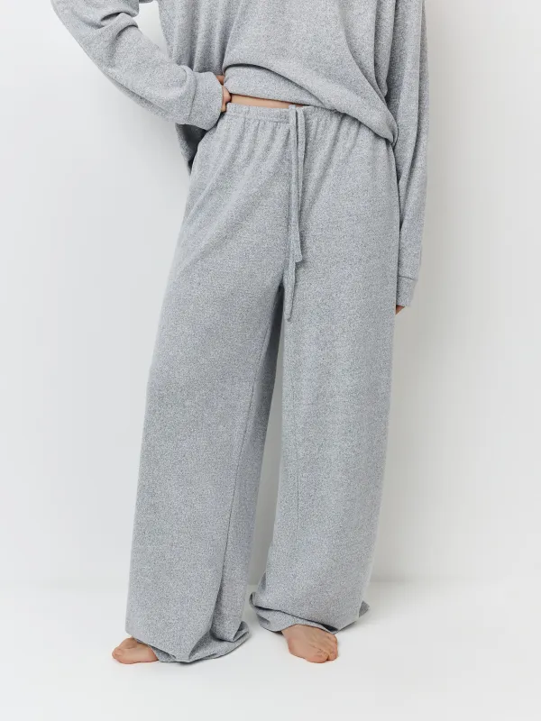 Women's trousers, homewear, size L, polyester/spandex, grey, Bertha, image-1