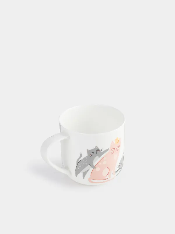 Mug, 500 ml, porcelain F, white, Cats, Cat, image-1