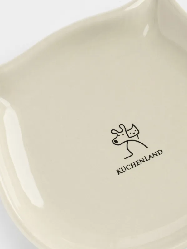 Pet bowl, 14x13 cm, 100 ml, flat, ceramic, grey, Cat, Whiskers, image-7