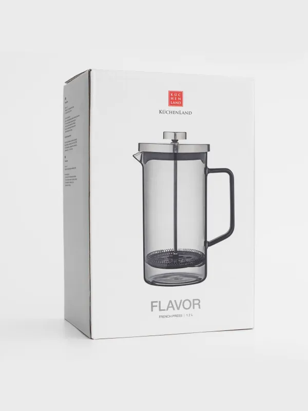 French press, 1,2 l, used glass / steel, grey, Flavor, image-3
