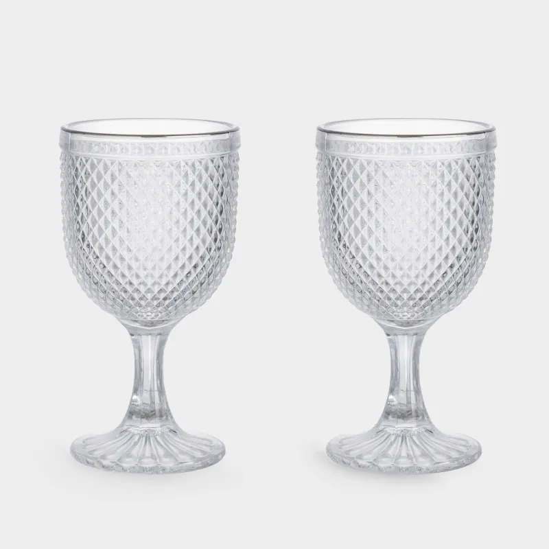 Drinking goblet glass, 300 ml, 2 pcs, glass R, with silver edging, Verona silver