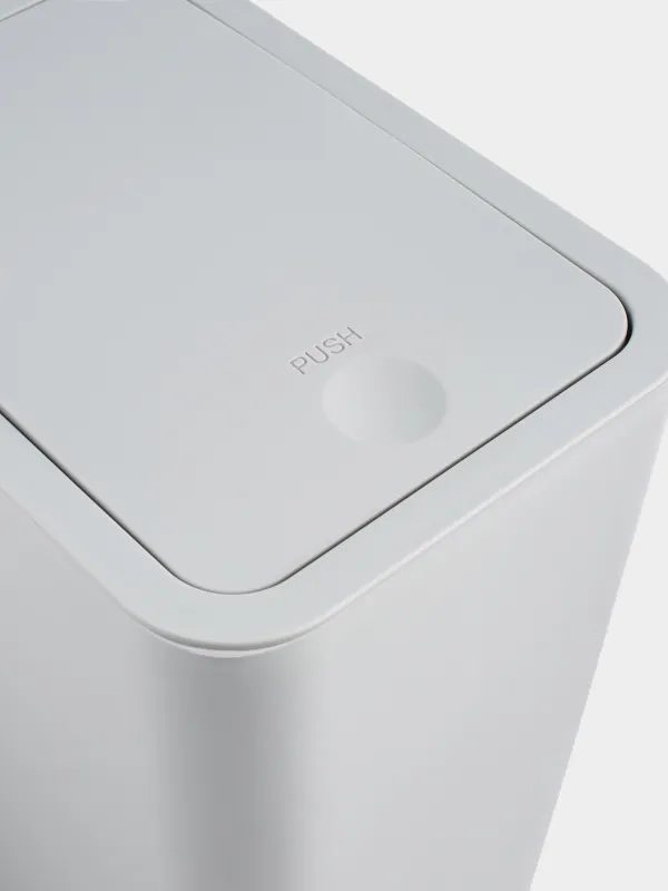 Trash can, 12 l, with button to open the lid, plastic, gray, Push new, image-5