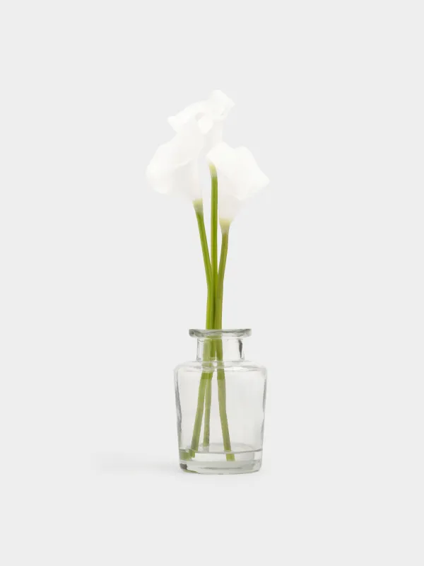 Artificial bouquet, 30 cm, in a vase, metal / glass, White calla lilies, Flower garden, image-3