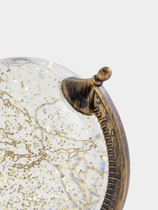 Snow lantern, 14x16 cm, illuminated, plastic, golden, Globe, Golden style, image-3