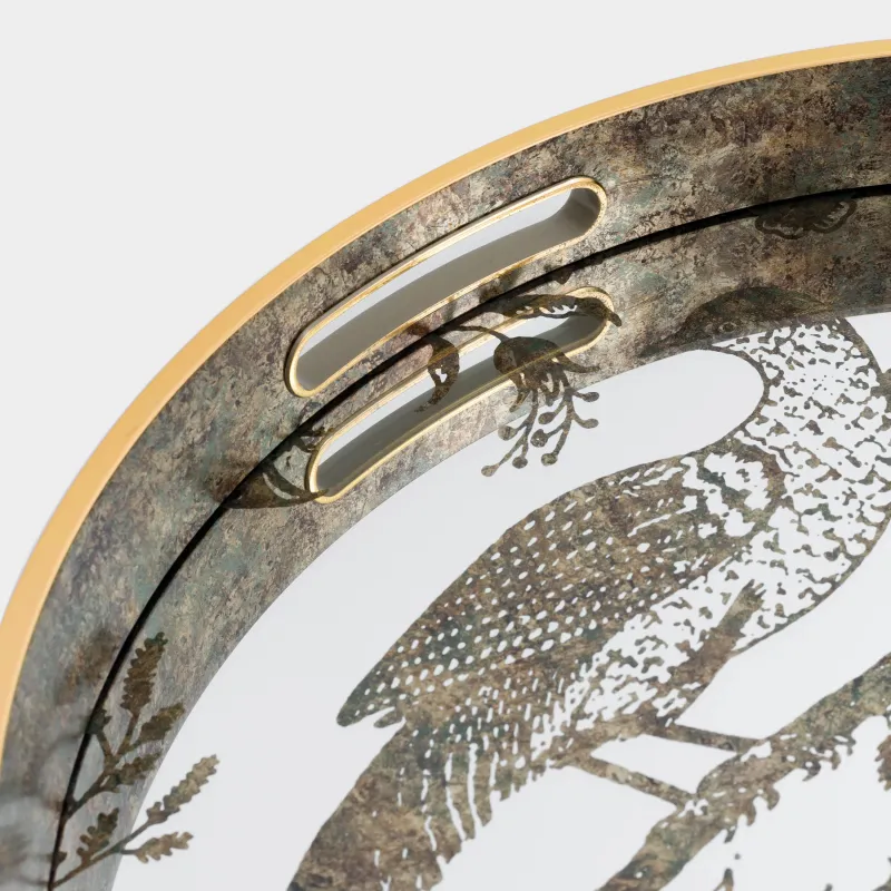 Tray, 36 cm, plastic / glass, Round, Mirror, Bird, Bluebird, image-7