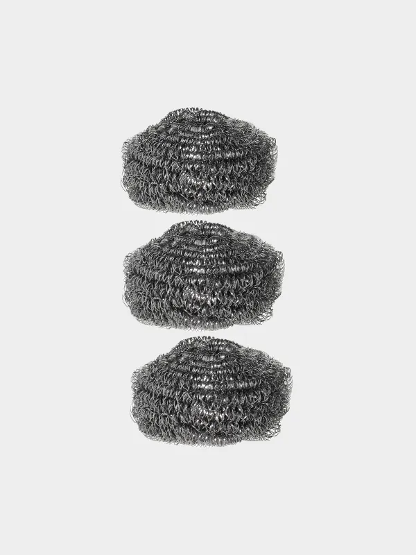 Cleaning sponge, 7 cm, 3 pcs, metal, silver, Clean