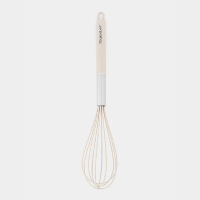 Whisk, 34 cm, silicone / steel, gray-beige, Metallic