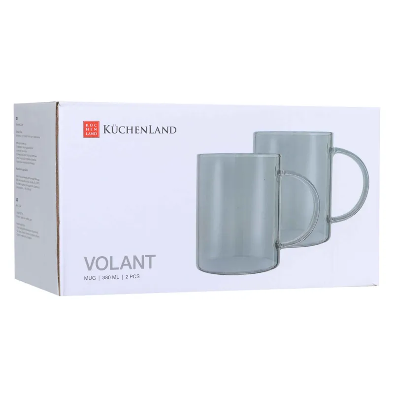 Mug, 380 ml, 2 pcs, glass B, gray, Volant, image-2