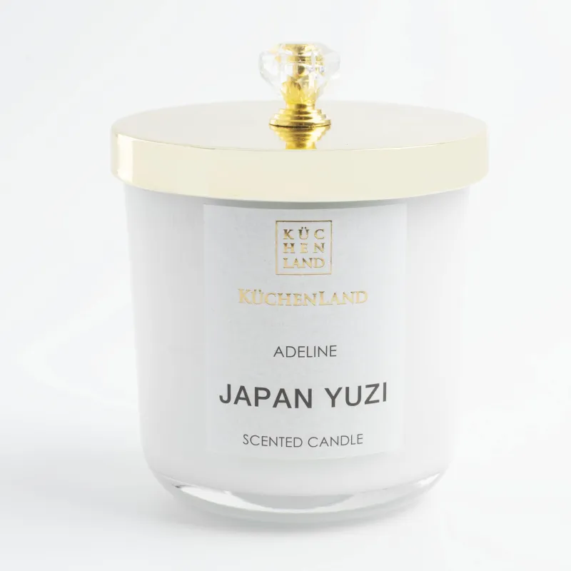 Scented candle, 9 cm, in a candle holder, with lid, glass, Japan Yuzi, Adeline