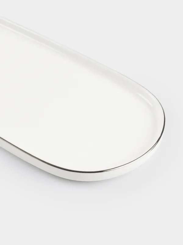 Dish, 25x11 cm, porcelain F, oval, white, Ideal silver, image-1