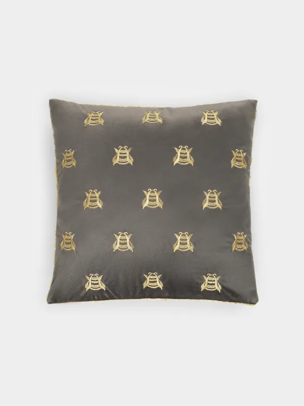 Decorative pillow, 45x45, corduroy, gray, Bees, Honey, image-0