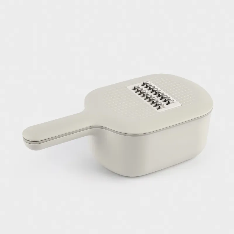 Grater, 29x14 cm, 4 attachments, with container, with handle, plastic / steel, grey, Matto