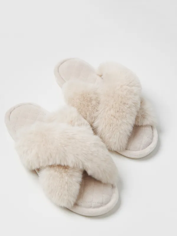 Slippers for women, home, size 36-37, polyester, beige, Tape, image-3