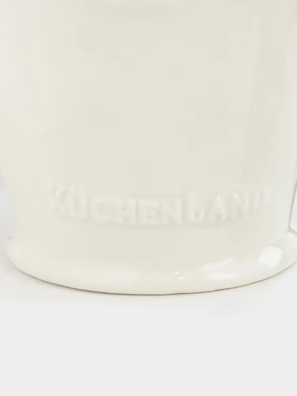 Salt container, 15 cm, with spoon, ceramic, milky beige, speckled, Ceramo speckled, image-5