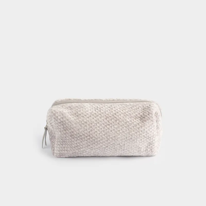 Cosmetic bag, 20x10 cm, chenille / lurex, beige, Chenill