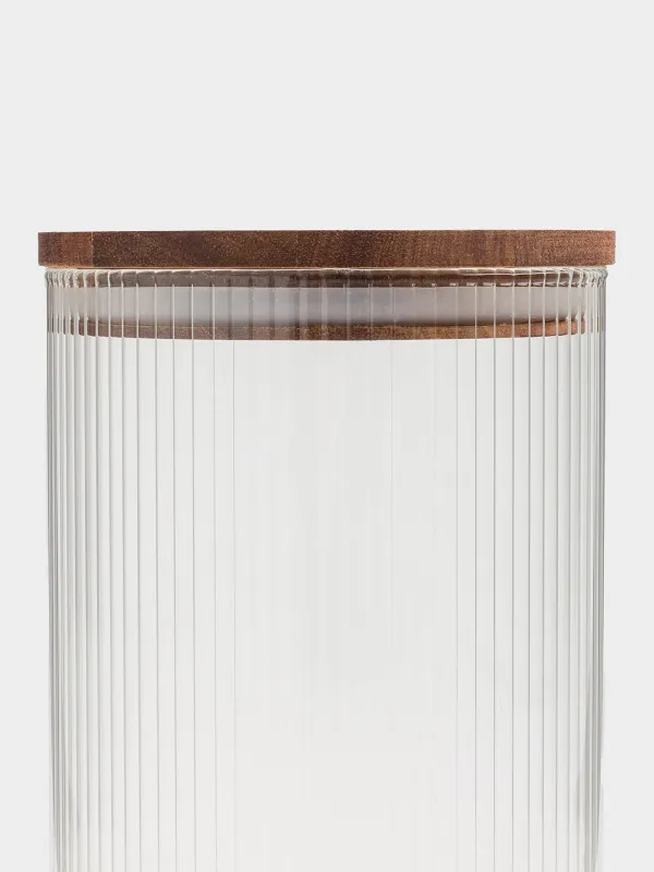 Can for bulk products, 1,2 l, glass B / wood, Ravi wood, image-3