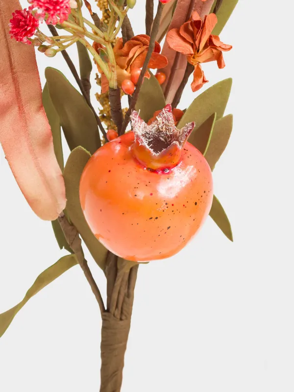 Decorative branch, 30 cm, foam/polyester, Pomegranate and flowers, Forest symphony decor, image-2