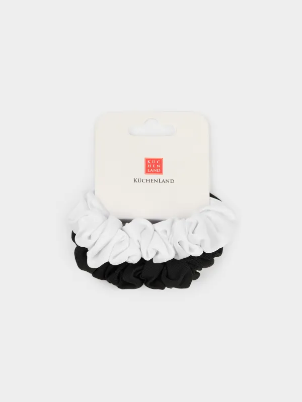Hair tie set, 7 cm, 2 pcs, polyester, black / white, Silk, image-2