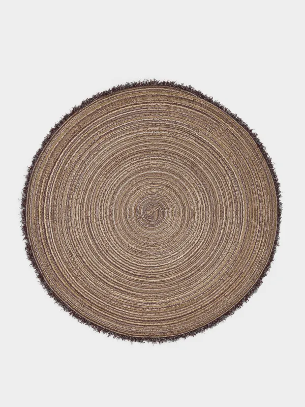 Instrument napkin, 38 cm, with fringe, polyester, round, brown, Rotary, image-0