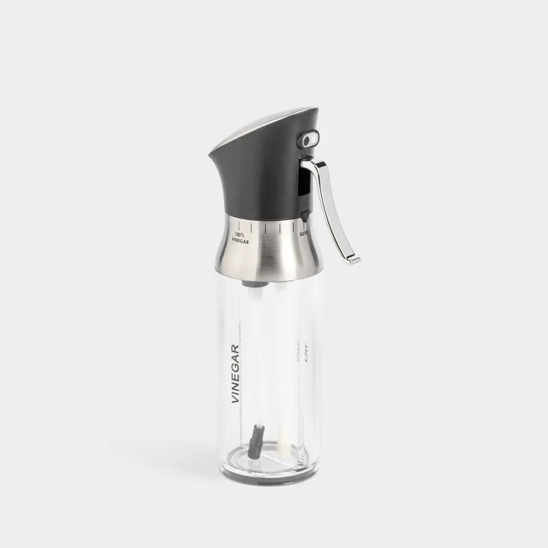 Oil and vinegar spray dispenser, 200 ml, 2 in 1, acrylic / steel, Black, Comfort