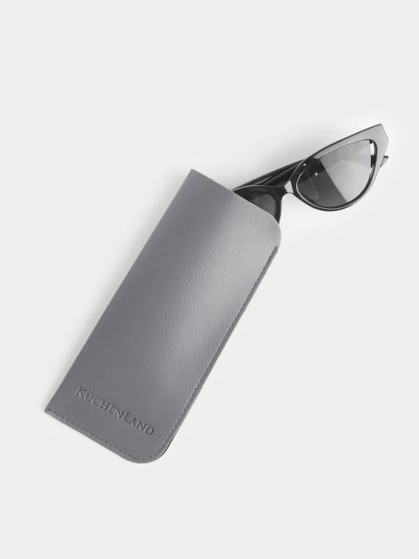 Eyeglass case, 18x8 cm, polyurethane, light grey, Memo, image-3