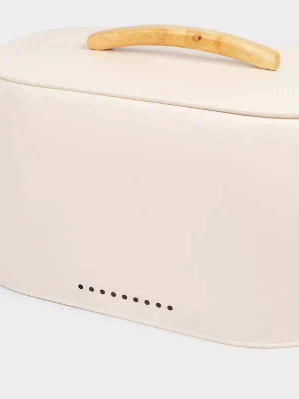 Bread box, 33x23x18 cm, metal / wood, oval, milk, Course, image-4