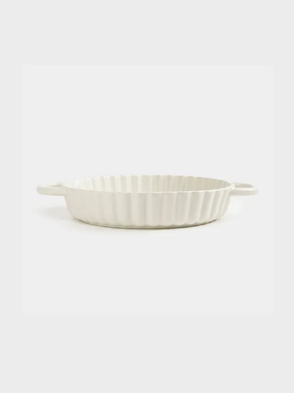 Baking dish, 22 cm, ceramic, round, milky, Cakes ivory, image-0