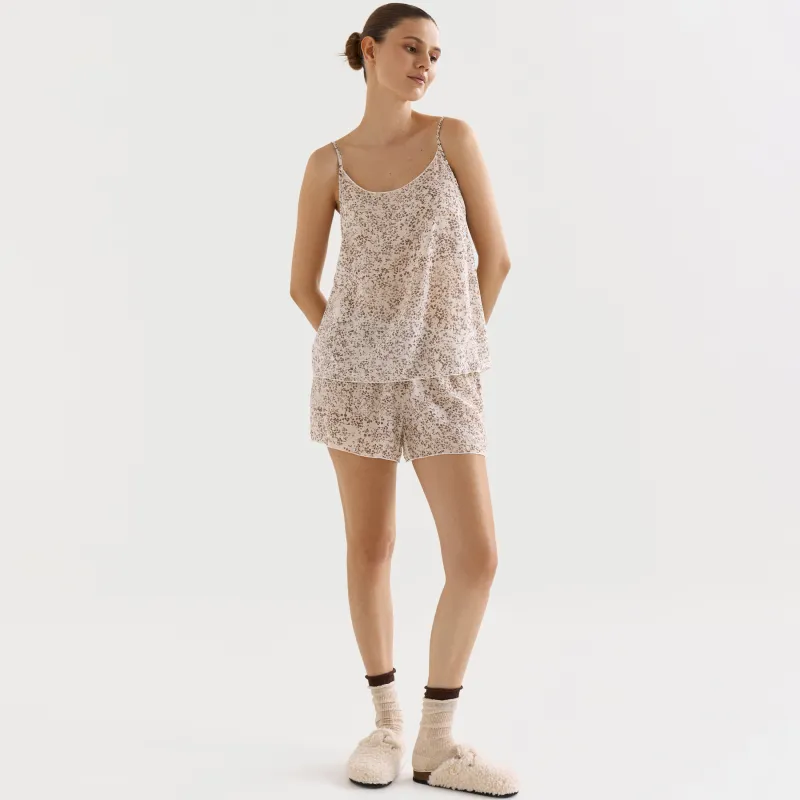 Women's shorts, homewear, size M, viscose / nylon, milky, Dots, Odelia