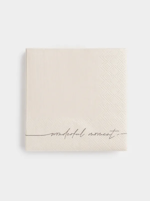 Paper napkins, 21x21 cm, 20 pcs, square, white, Wonderful moment, Scroll, image-0